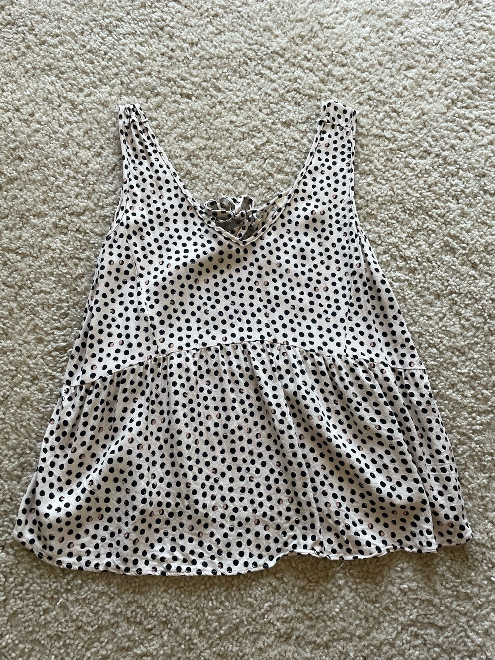 URBAN Romantics Cream Tank with Black Dot Print